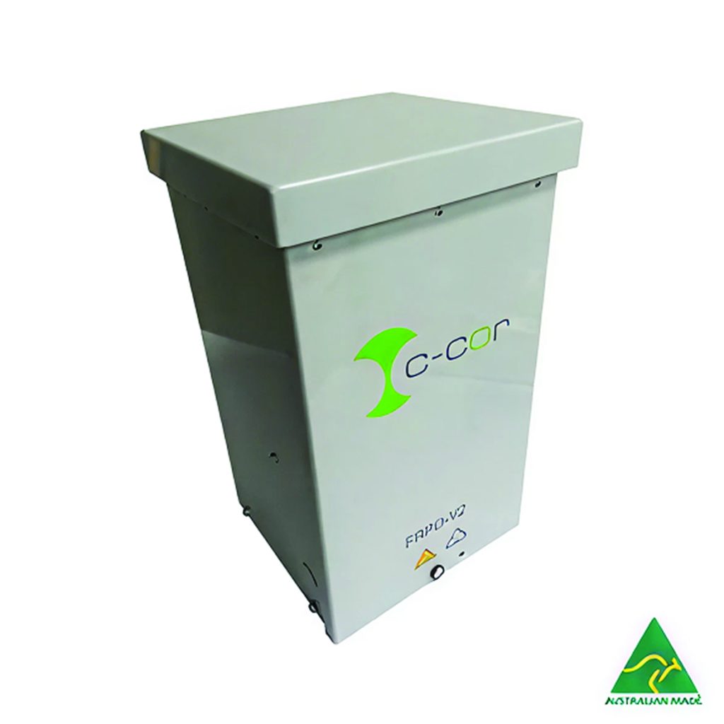 C-COR Broadband sealed, powder-coated NBN line-power unit manufactured by Amapro