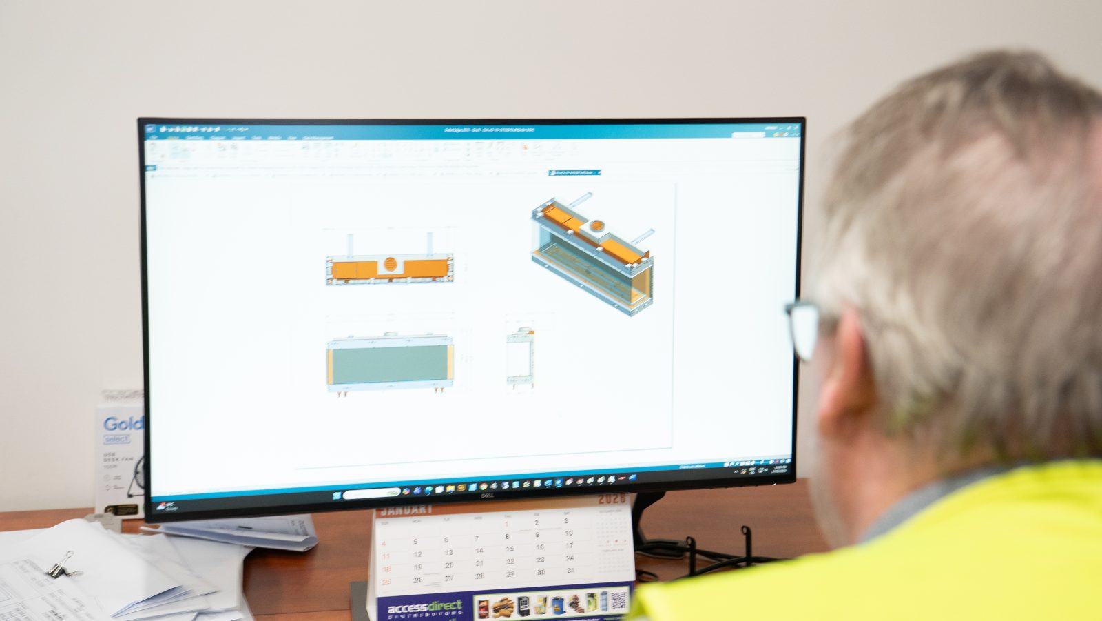3D sheet metal model on screen during the design process