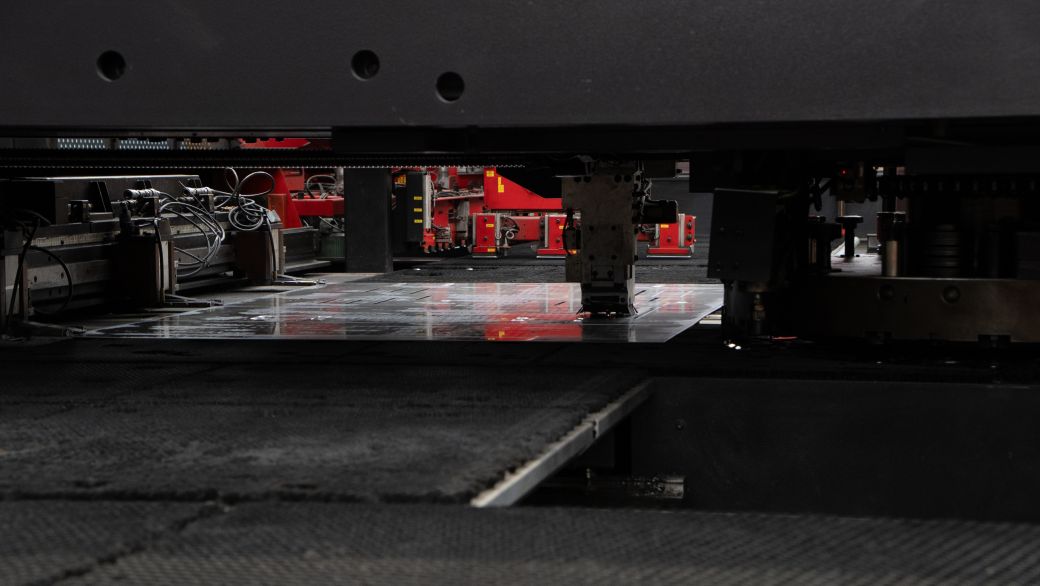 Precision sheet metal in production on the Amapro factory floor
